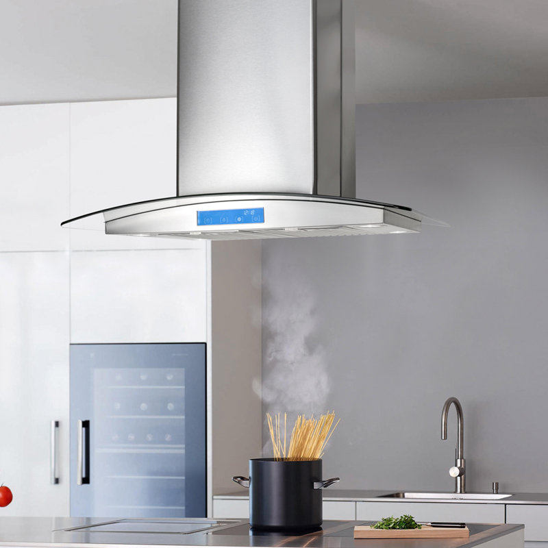 Cosmo 30" 900 CFM Ducted Island Range Hood in Stainless Steel & Reviews